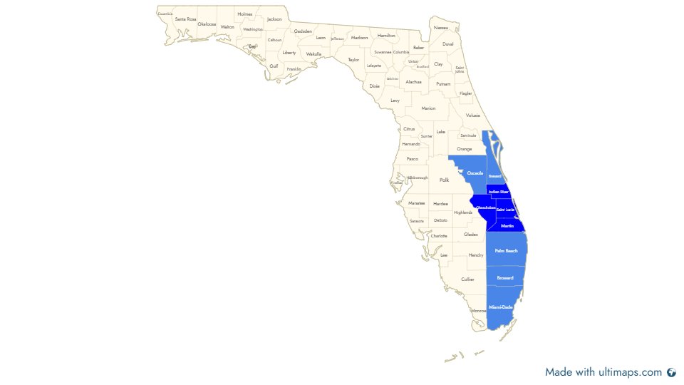 JLV-UAV Florida Service Areas Map